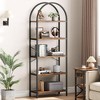 Bookshelf 5 Tier Bookcase Arched Display Racks Tall Standing Bookshelves Metal Frame Modern Storage Rack Shelf Large Wood Book Shelf - 3 of 4