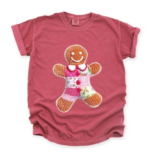 Gingerbread Polka Dot Patchwork Print - Women's Garment Dyed Graphic T-Shirt - 1 of 4