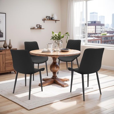 NicBex PU Leather Dining Chair Set of 2/4,Chequer Upholstered Armless Chair with Metal Legs,Kitchen Chairs for Restaurant,Living,Meeting Room