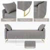 Velvet Upholstered Storage Ottoman, Storage Bench with 2 Pillows, Ruched and Button Tufted Design - ModernLuxe - 4 of 4