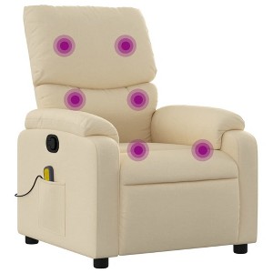 vidaXL Cream Fabric Massage Recliner - Manual Recline, Vibration Massage, Comfortable Padding, Side Pocket, Sturdy Frame - 1 of 4