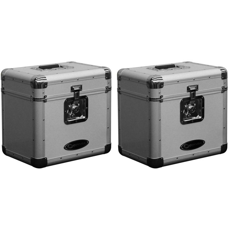Odyssey KROM Stacking Transport Case for 70, 12 Inch Vinyl LPs, Silver (2 Pack), 2 of 7