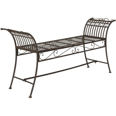 Hadley 56'' Rustic Brown Iron Outdoor Garden Bench