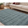 Blue And Ivory Wool Plaid Hand Woven Area Rug - 2 of 4
