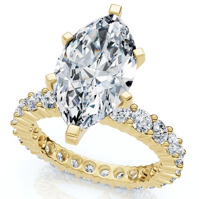 Pompeii3 Certified 4.40Ct Marquise Eternity Engagement Ring 14k Gold or Pt Lab Created