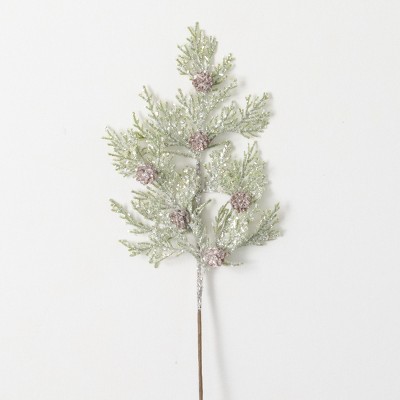 Artificial Frosted Cedar Stem Multicolor 15"H