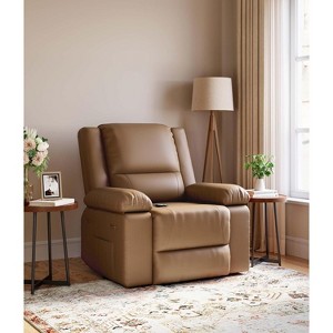 Electric Recliner Sofa with Massage & Heat - PU Leather Lift Chair - Thick Cushions & Armrests - for Elderly & Mobility Aid - 1 of 4