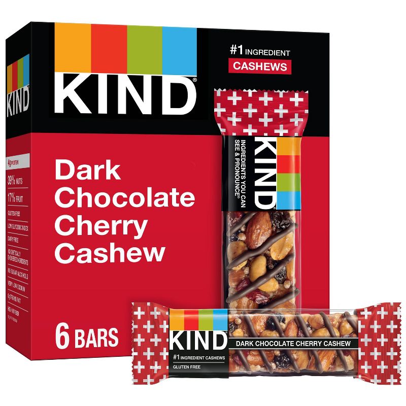 KIND Dark Chocolate Cherry Cashew Bars - 8.4oz/6ct, 1 of 11