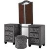 Vynxaria Modern Crystal Tufted 6-Drawer Vanity Set with Stool in Cream Velvet - 3 of 4