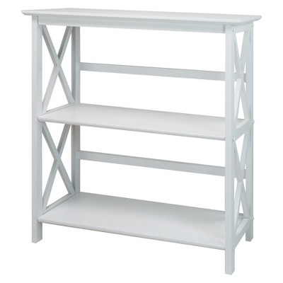 Casual Home Montego 3 Tier Open Shelf X Design Wooden Bookcase, Wood (White)