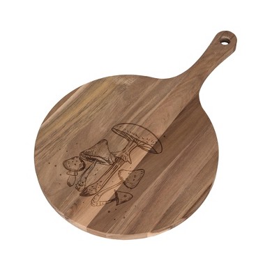 Transpac Wood Mushrooms Round Serving Board Home Decorations Spring