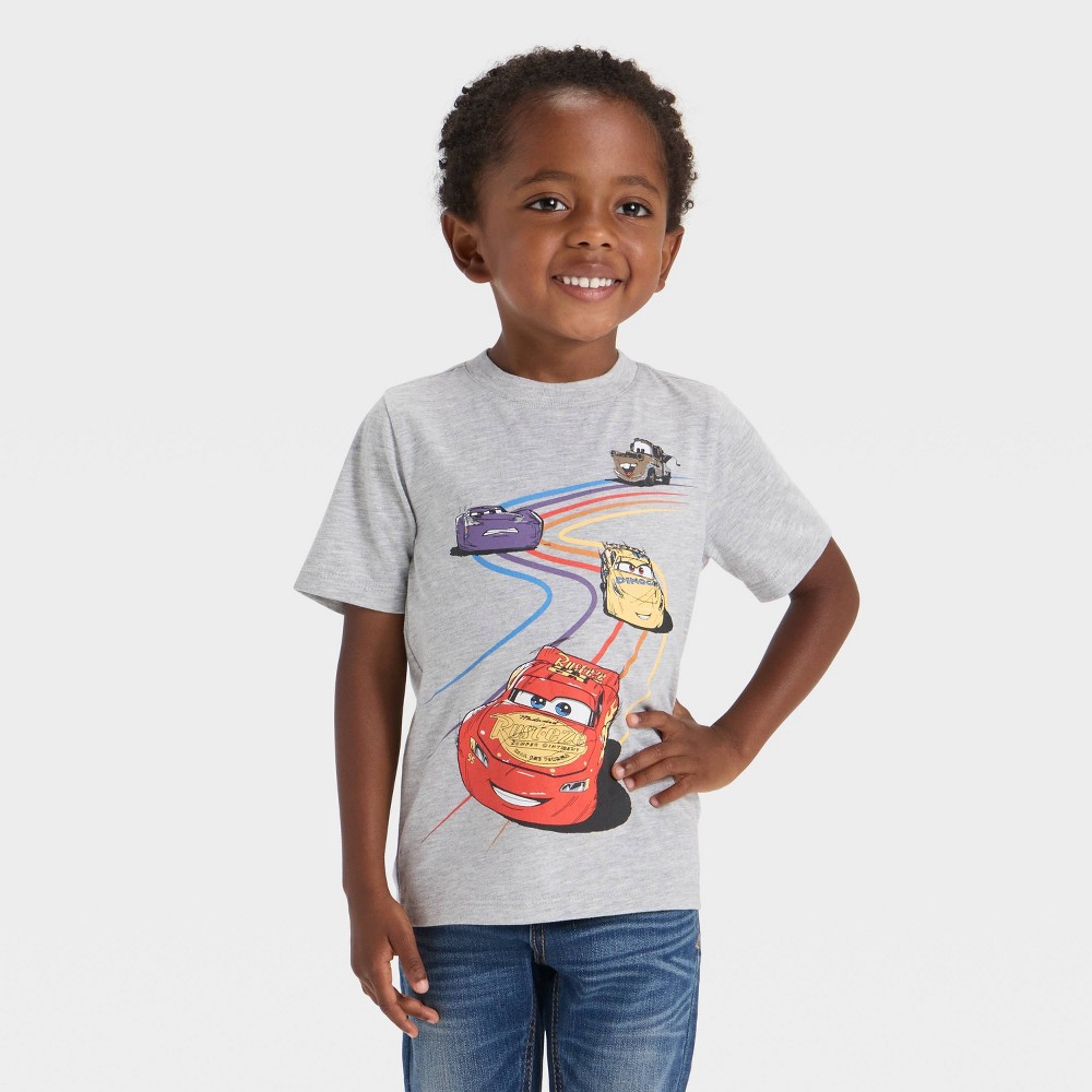 Toddler Boys' Disney Cars Lightning McQueen Racing T-Shirt - Heather Gray 2T