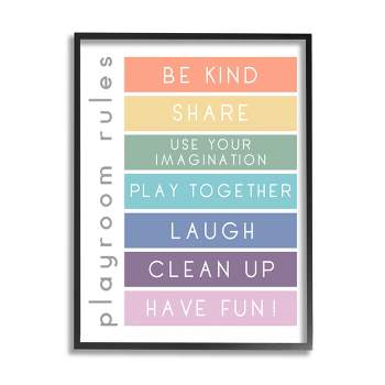 Stupell Industries Bold List of Playroom Rules Kids Rainbow Stripes