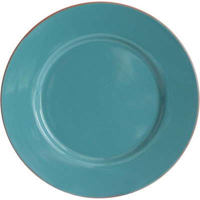 Turquoise Glazed Ceramic 16-Piece Dinnerware Set with Trim Embellishment