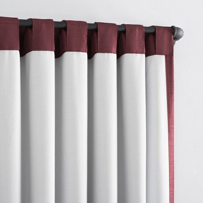 Bordeaux Red Faux Silk Blackout Back Tab Curtain Panel