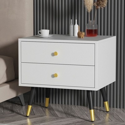 TiranisuBest White Nightstand with Drawers:Black Nightstand Bedside Table,Modern Nightstand Wood Nightstand, Night Table for Bedroom Bed Stand