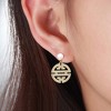 Flower Window Pattern Dangle Earrings for Women Pearl Cz Ginger Lyne Collection - 2 of 4