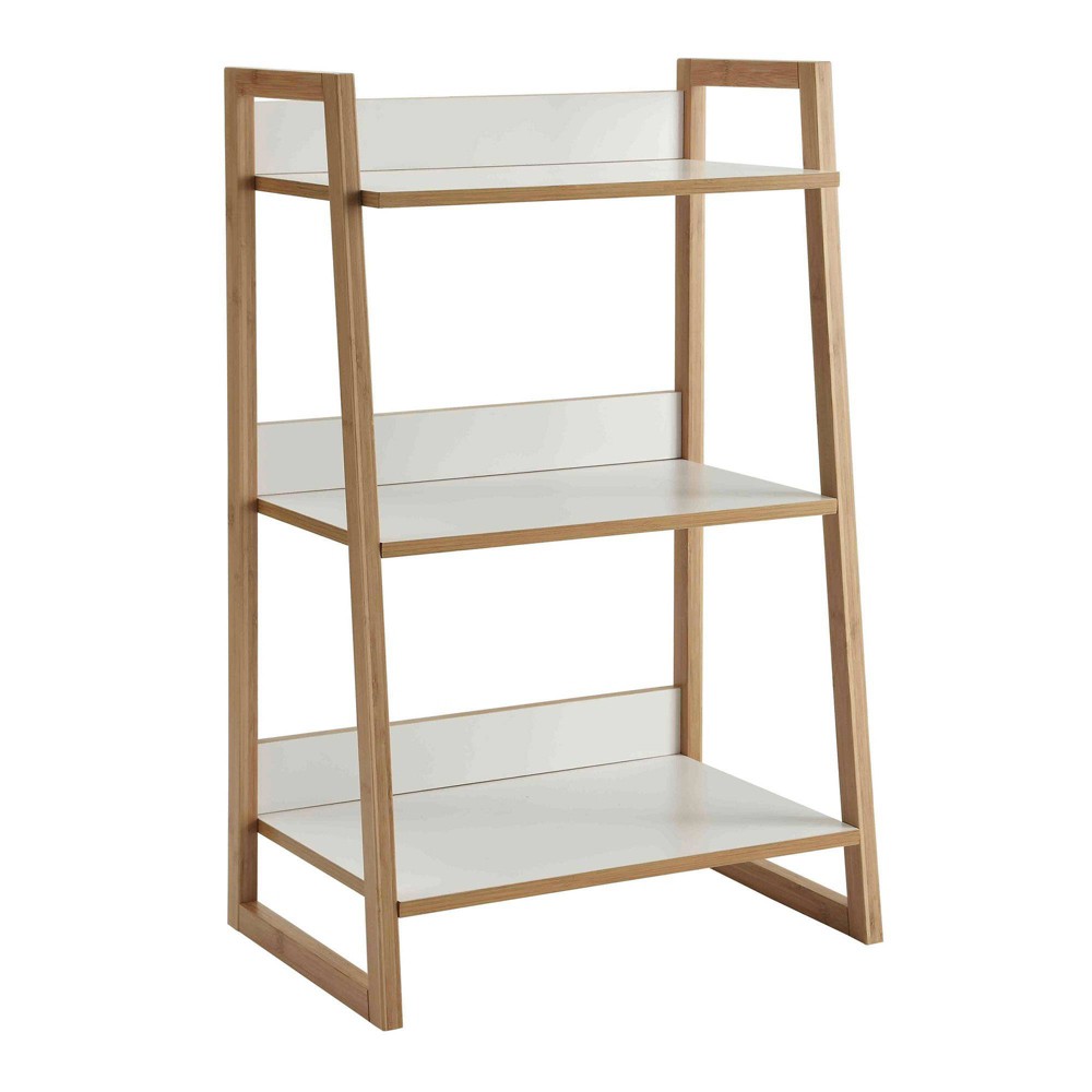 Photos - Garden & Outdoor Decoration 36" Oslo Sundance 3 Tier Shelf White/Bamboo - Breighton Home: Mid-Century Bookcase, Vertical Storage