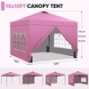 Ainfox 10ftx10ft Pop Up Canopy Tent with 4 Sidewalls One Push Tent Canopy with Wheeled Carry Bag, 8 Stakes and 4 Ropes - 2 of 4
