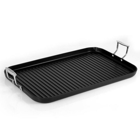 NutriChef Kitchen Flat Grill Plate Pan - Reversible Cast Iron Griddle,  Classic Flat Grill Pan Design with Scraper