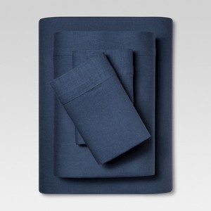 Linen Blend Sheet Set (Queen) Metallic Blue - Threshold , Grey Blue