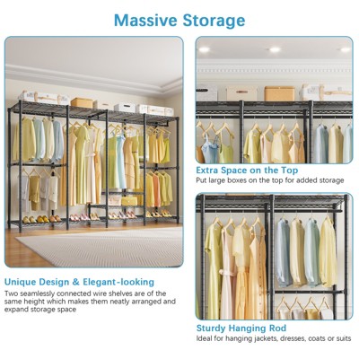 VIPEK V40 Plus Extra Large Black Iron Clothes Rack with Adjustable Shelves