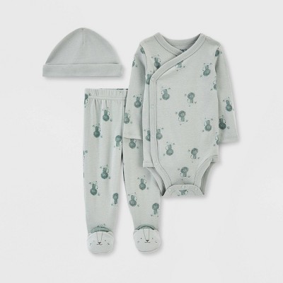 Carter's Just One You® Baby 3pc Dino Top and Bottom Set with Hat - Green Newborn