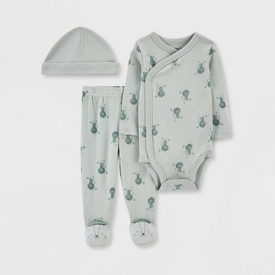 Image of Carter's Just One You® Baby 3pc Dino Top and Bottom Set with Hat - Green Newborn