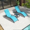 PURPLE LEAF Patio Chaise Lounge Set of 3 Outdoor Lounge Chair Beach Pool Sunbathing Lawn Lounger Recliner Chiar, Side Table Included - 2 of 4