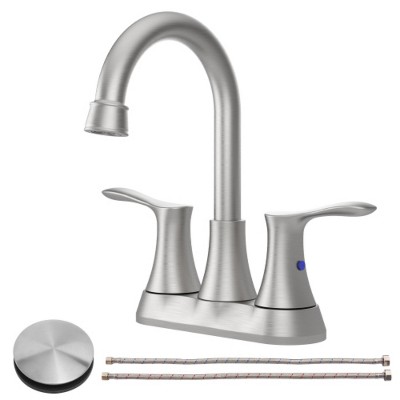 LunaLulinlk Bathroom Faucet Brushed Nickel, 4" 2-Handle centerset basin fauce