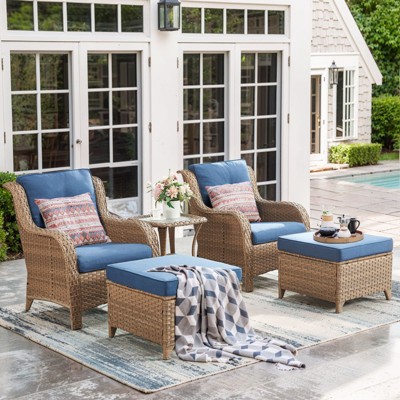 Gymojoy Outdoor Patio Chair Table with Ottoman High Back Club Chair