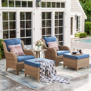 Gymojoy Outdoor Patio Chair Table with Ottoman High Back Club Chair - 1 of 4