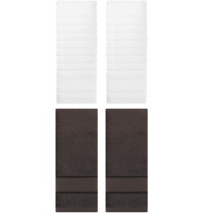 REGALWOVEN 4 Pcs Cotton Quick Drying Soft Striped Hand Towel 14" x 30" - 1 of 4
