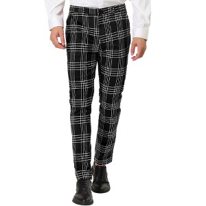 Lars Amadeus Men's Dress Plaid Formal Slim Fit Printed Business Checked Trousers - 1 of 4