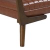 Lyngins Mid Century Modern Ottoman Bench with Walnut Wood Leg, Channeled Upholstered Footrest, Tufted Fabric Bed Bench, Chenille Entryway Bench - 4 of 4