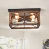 Dewdrop 4 Light Rustic Wood Flush Mount Ceiling Light Square Metal Cage Farmhouse Close to Ceiling Black for Dining Room Bedroom Hallway Entryway - 3 of 4