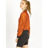 INSPIRE CHIC Women's Holographic Fashion Stand Collar Metallic Lightweight Zip Bomber Jacket - 4 of 4