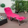 Costway 2 PCS Outdoor Folding Chaise 5-Position Lounge Chair with Adjustable Footrest Pink/Gray/Dark Pink/Navy Blue - 2 of 4