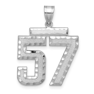 Black Bow Jewelry 14k White Gold, Varsity Collection, Large D/C Pendant, Number 57