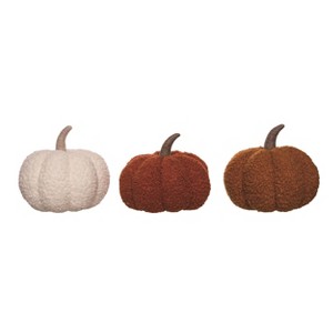 Transpac Polyester Plush Fuzzy Harvest Fall Pumpkin Decor Set of 3, 7.5 x 7.5 x 7.0 inch - 1 of 4