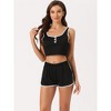 cheibear Women's Summer Ribbed Crop Sleeveless Tank Top and Shorts Lounge Pajamas Sets - 2 of 4