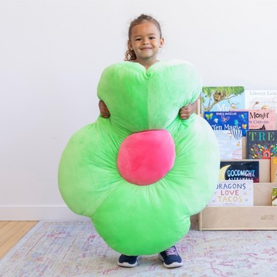 Bright Green Flower-Shaped Kids Floor Cushion
