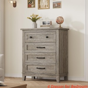 4 Dresser for Bedroom, 34.8 in Tall Vertical Drawer Dresser with Large Storage, Freestanding Wooden Closet Chest for Bedroom, Living Room - 1 of 4