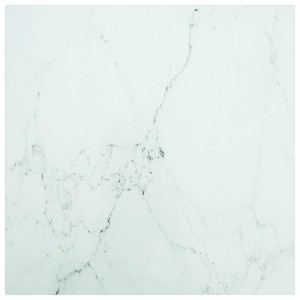 vidaXL Table Top White 27.6"x27.6" 0.2" Tempered Glass with Marble Design - 1 of 4