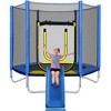 7FT Trampoline, Round Outdoor Recreational Trampoline for Kids with Safety Enclosure Net, Slide and Ladder -ModernLuxe - 2 of 4