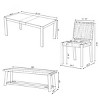 4 Piece Wood Farmhouse Dining Set, Extendable Dining Table with Bench and Rattan Chairs for 4 to 8, Dining Table Set for Apartment-Coolbibila - 4 of 4
