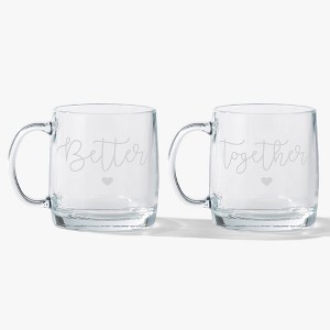 Personalization Mall Better Together 12.5oz Glass Wide Mug-Set of 2 - 1 of 4