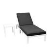 LeisureMod Chelsea Modern Outdoor Chaise Lounge Chair in White Fame With Side Table - 4 of 4