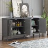 ORRD Gray Sideboard with Circular Groove Doors & Round Metal Handles, Modern Storage Cabinet for Entryway, Dining Room, or Living Room - 2 of 4