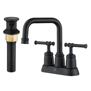 CASAINC 4 in. Centerset Double Handle 2 holes Bathroom Sink Faucet Lavatory Faucet with Stainless steel Drain in Brushed Nickel - 1 of 1